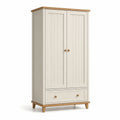 Armoire bois 2 portes avec tiroir en blanc et chêne