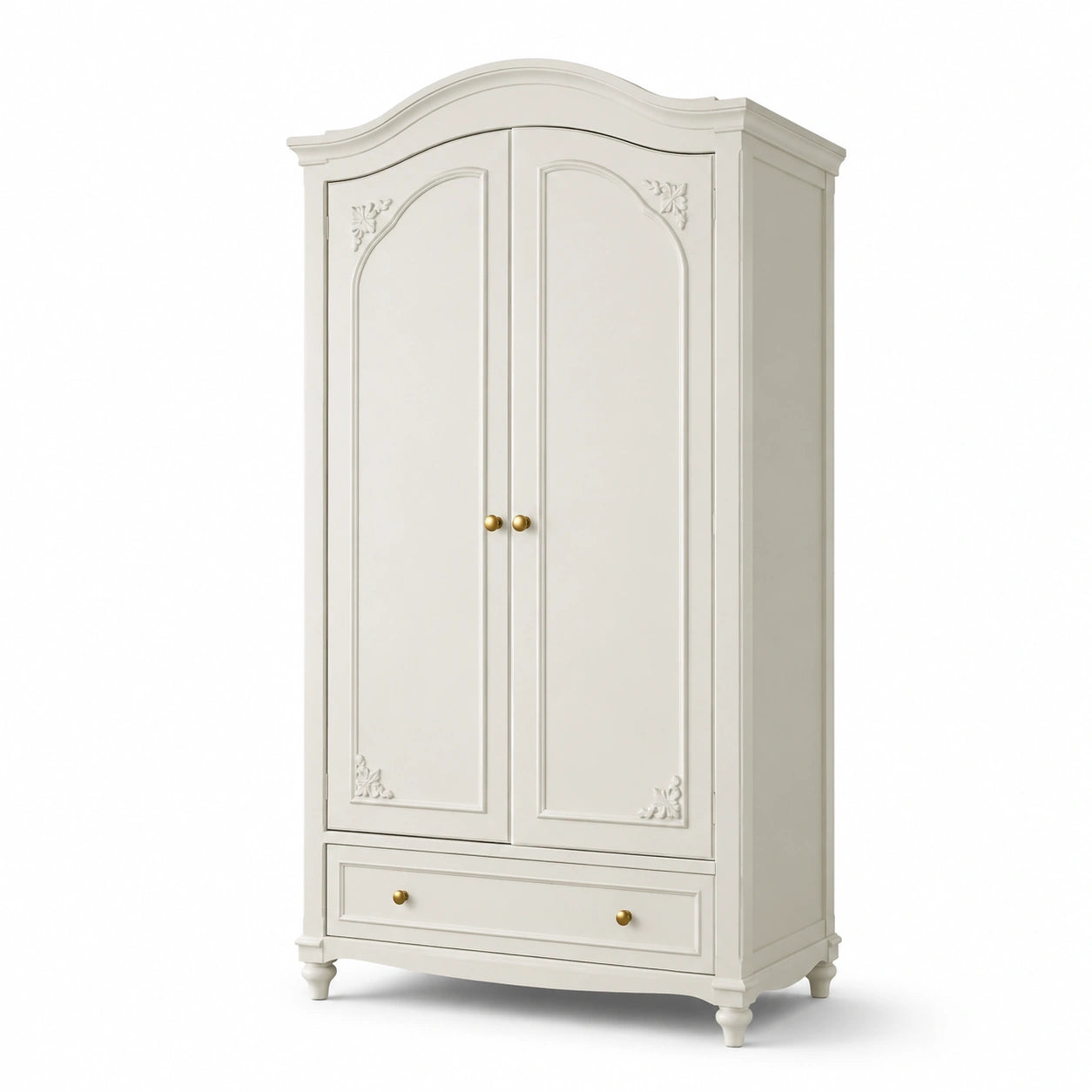 Armoire en bois avec portes sculptées et tiroir