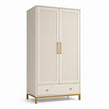 Armoire en bois beige deux portes avec tiroir 180x80x50 cm