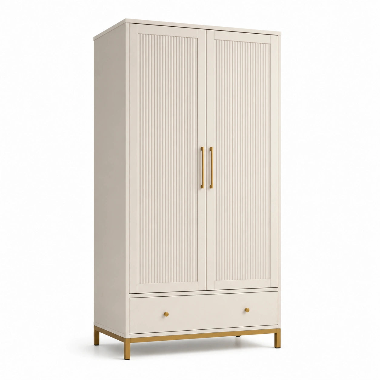 Armoire en bois beige deux portes avec tiroir 180x80x50 cm