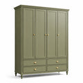 Armoire en bois avec 4 portes et tiroirs en vert kaki