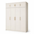 Armoire en bois MDF blanc avec poignées dorées