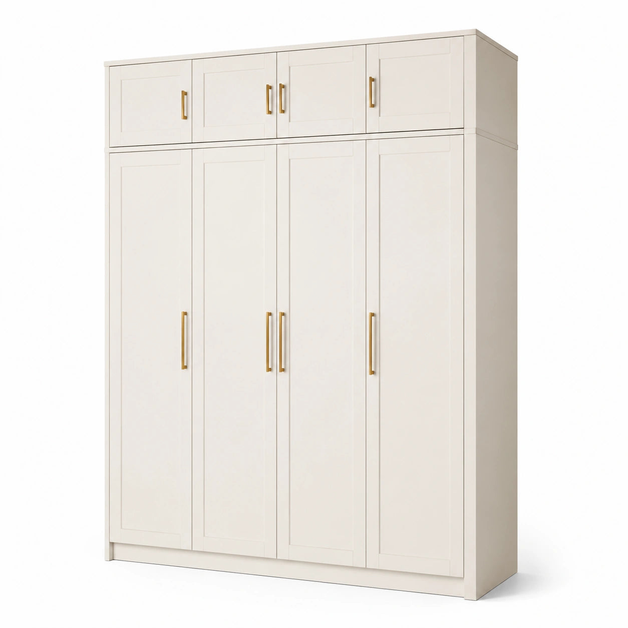 Armoire en bois MDF blanc avec poignées dorées