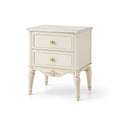 Table de chevet en bois blanc avec deux tiroirs
