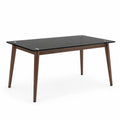 Table rectangulaire en bois et verre trempé noir 150x90x75 cm