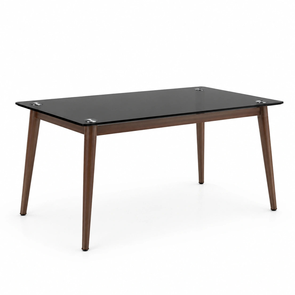 Table rectangulaire en bois et verre trempé noir 150x90x75 cm