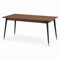 Table rectangulaire en bois et métal noir avec embouts laiton 180x90x75 cm