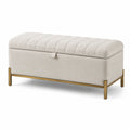 Banc de rangement en tissu et métal doré