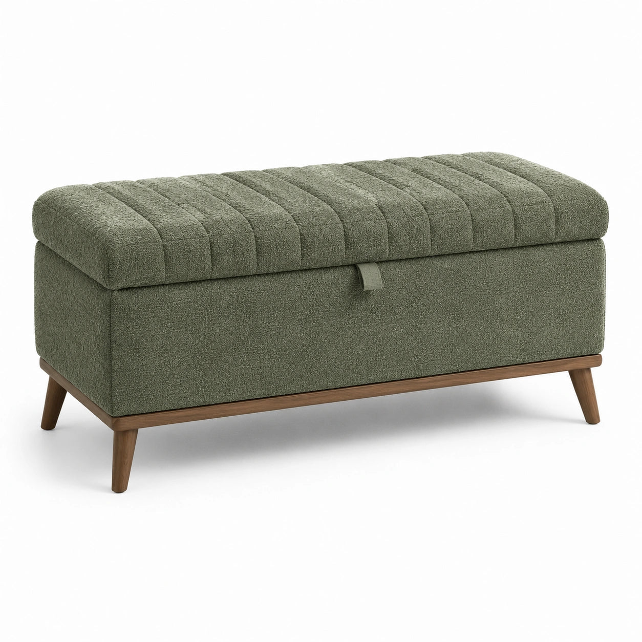 Banc de rangement en polyester vert et bois massif 120 x 40 x 45 cm