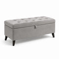 Banc de rangement en tissu gris avec pieds en bois 120x40x45 cm
