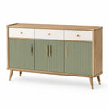 Buffet en bois avec tiroirs et portes vertes
