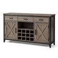 Buffet en bois et métal brun avec porte-bouteilles 152 cm