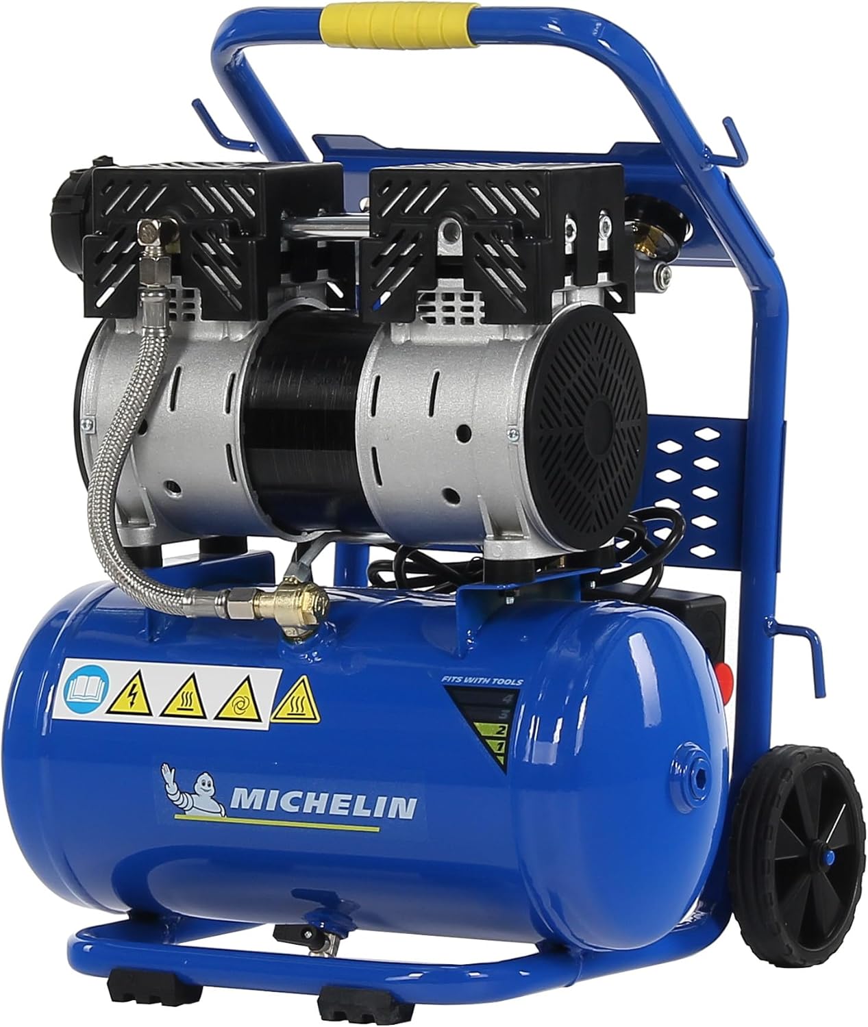 Compresseur d'Air Sans Huile – Compresseur d'Air Mobile Silencieux MX 10/1, MICHELIN, Niveau Sonore 58 dB LpA, Puissance 1 CV