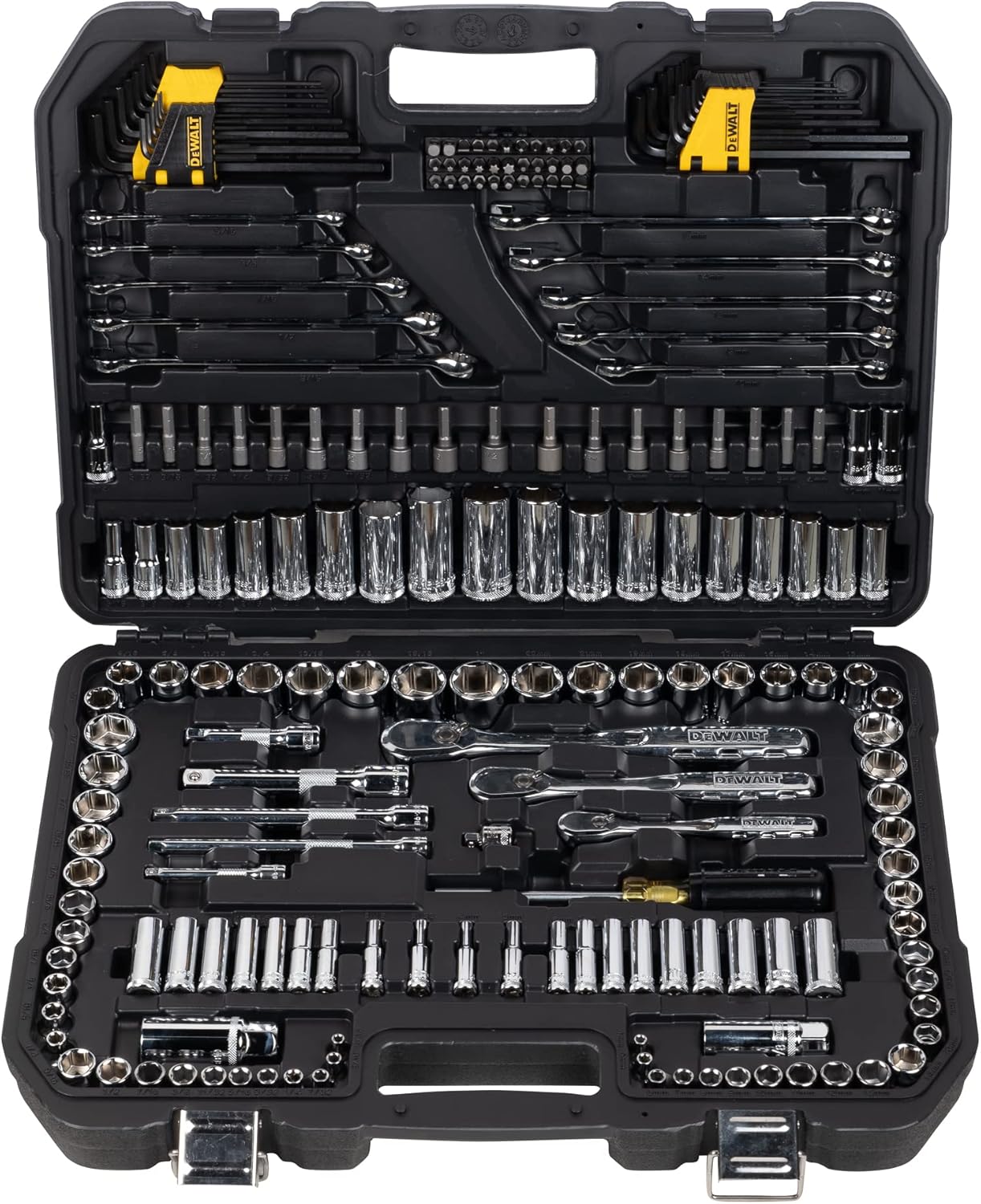 DWMT81534-1 Kit d'outils de mécanicien avec étui de transport durable – Ensembles d'outils, DEWALT, Noir/Argent/Jaune