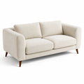 Canapé 2 places en tissu polyester beige avec pieds en bois