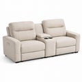 Canapé inclinable 2 places en tissu polyester beige