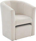 44 cm, Profondeur d'assise: 49 cm & Garnissage d'assise: Mousse polyuréthane – Vente- - Fauteuil Cabriolet et Pouf en Tissu Bouclette Blanc Jovana