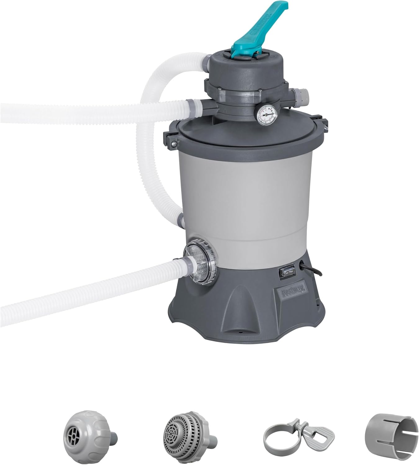 Bestway Pompe de filtration à sable pour piscine hors sol 3 596 L - 30 – 6 cm x 62 cm - Gris/Vert, 6 cm x 30