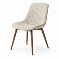 Chaise en tissu beige avec pieds en bois
