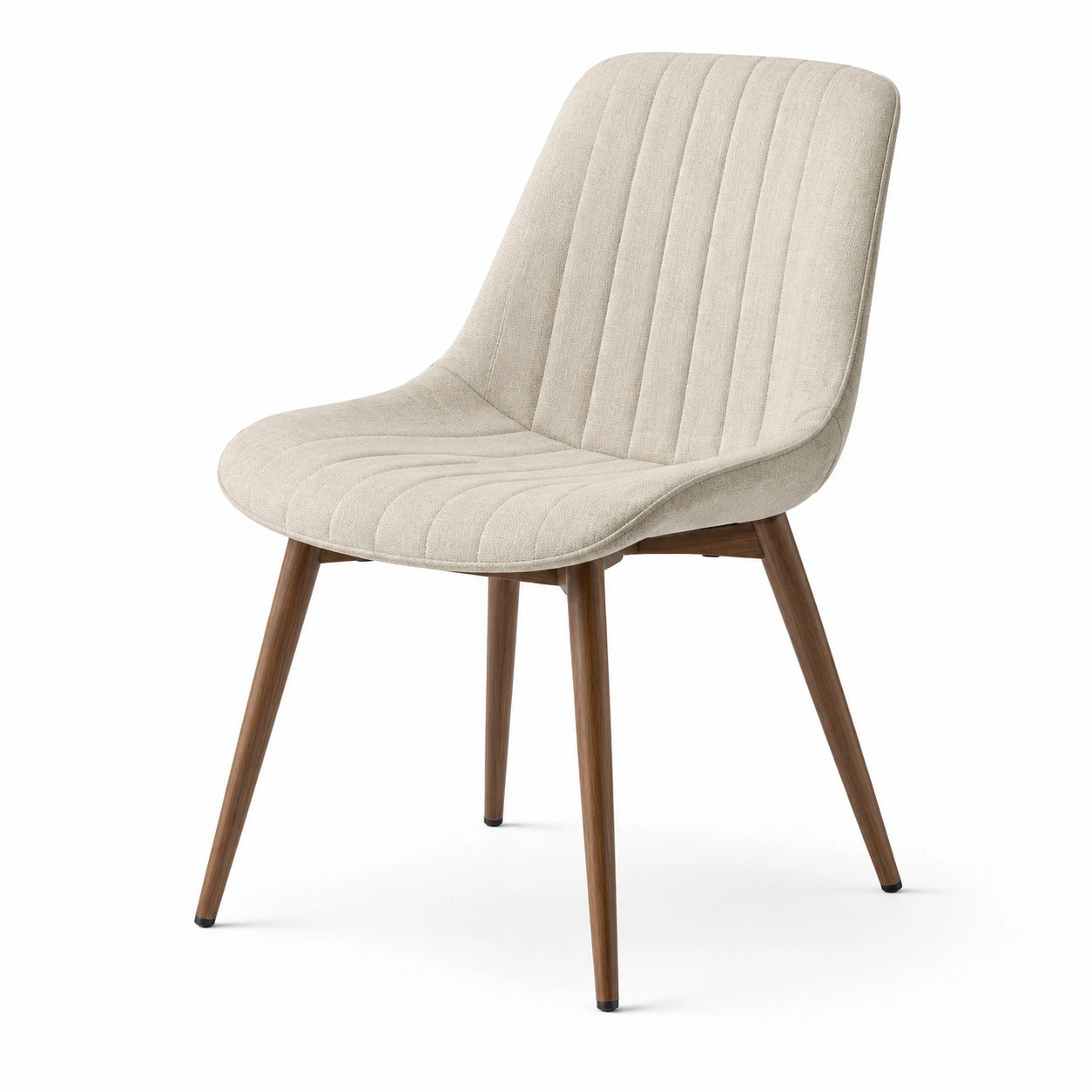 Chaise en tissu beige avec pieds en bois