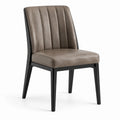 Chaise de salle à manger cuir synthétique marron et structure en bois
