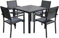 Happy Garden Salon de Jardin Bergamo en textilène Gris 4 Places - Aluminium Anthracite – Gris/Anthracite