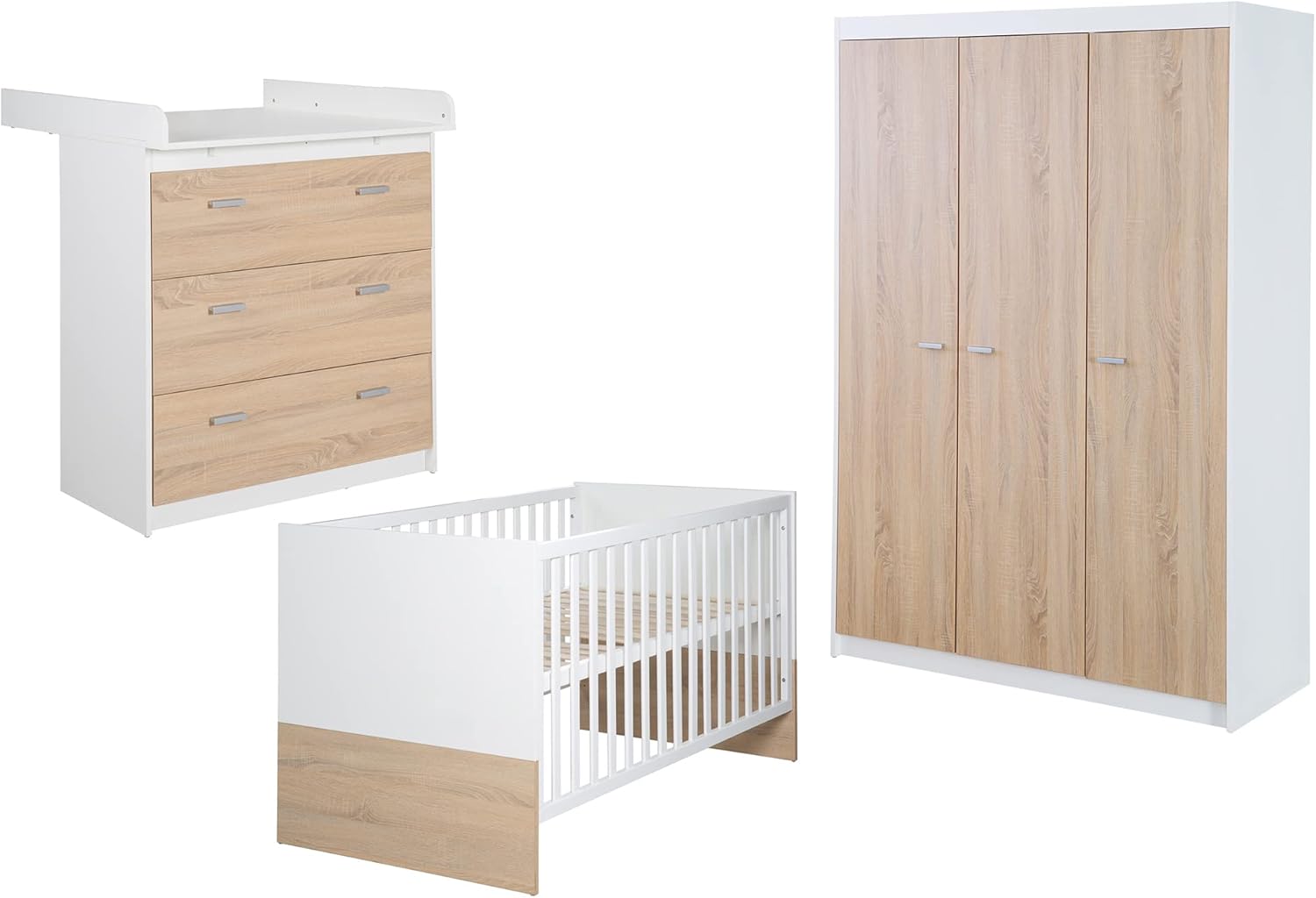 Chambre Bébé Complète Gabriella - Lit Évolutif 70 x 140 cm + Commode à Langer Étroit + Armoire – Ensembles de meubles, roba