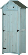 Outsunny Armoire de Jardin extérieur abri de Jardin en Bois abri pour Outils 3 étagères 2 Portes loquets – Armoire de jardin, Bleu Clair/Noir