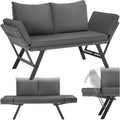 Salon de Jardin Exterieur 2en1 Canapé 2 Places Bain de Soleil en Résine tréssée – Canapés, tectake, Gris/Noir