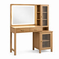 Coiffeuse en bois avec miroir LED et rangements 120x45x150 cm