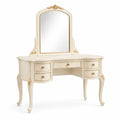 Coiffeuse en bois blanc avec miroir et tiroirs