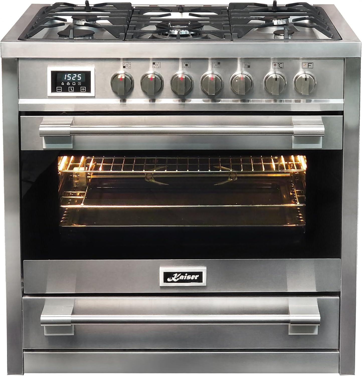 Fours encastrables – Kaiser, HGE 93505 R Gaz Electrique Cuisinière 90cm/Four électrique/Cuisinière/ 115L / Plaque de cuisson