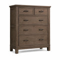 Commode en bois de chêne massif marron 5 tiroirs