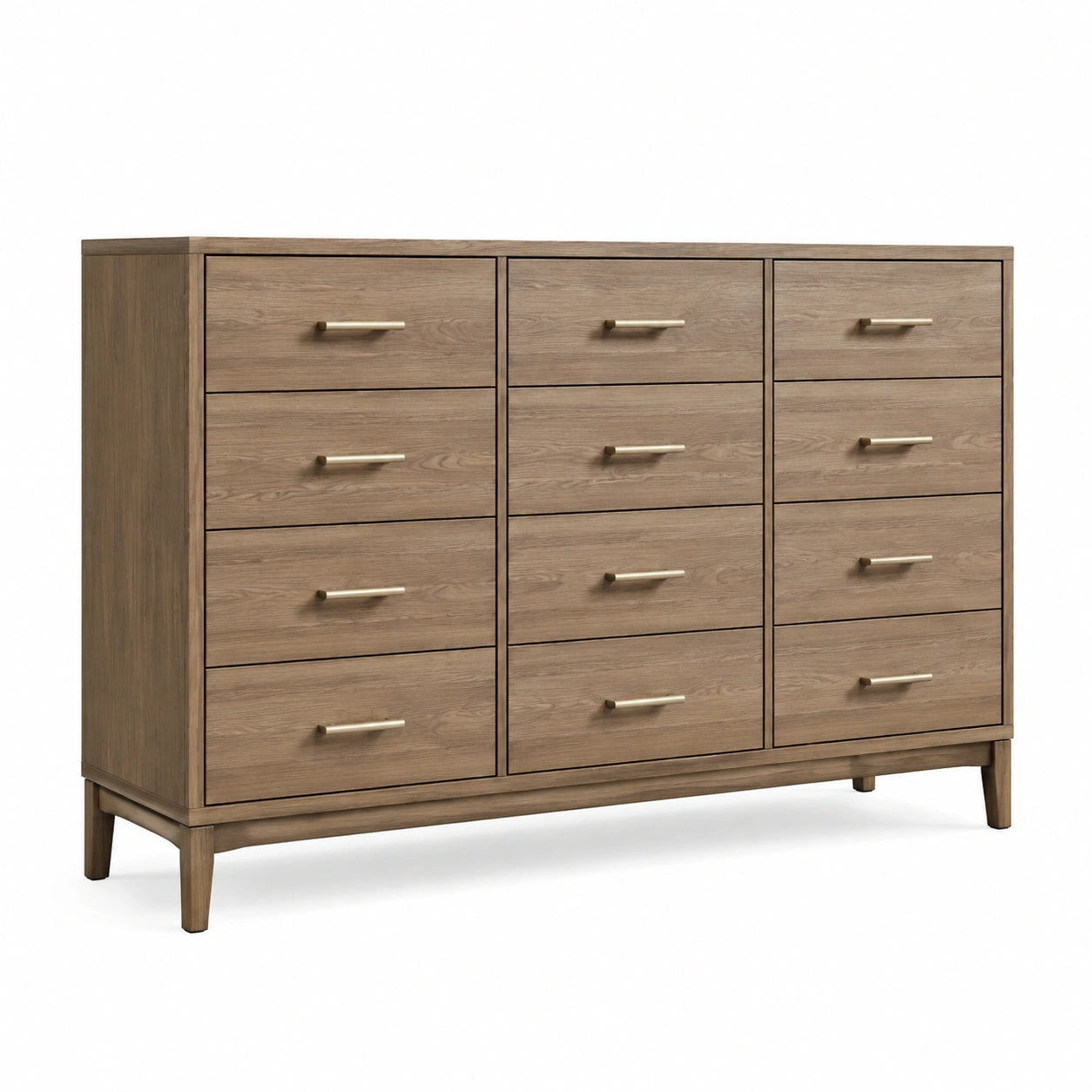 Commode en bois de chêne clair avec 12 tiroirs