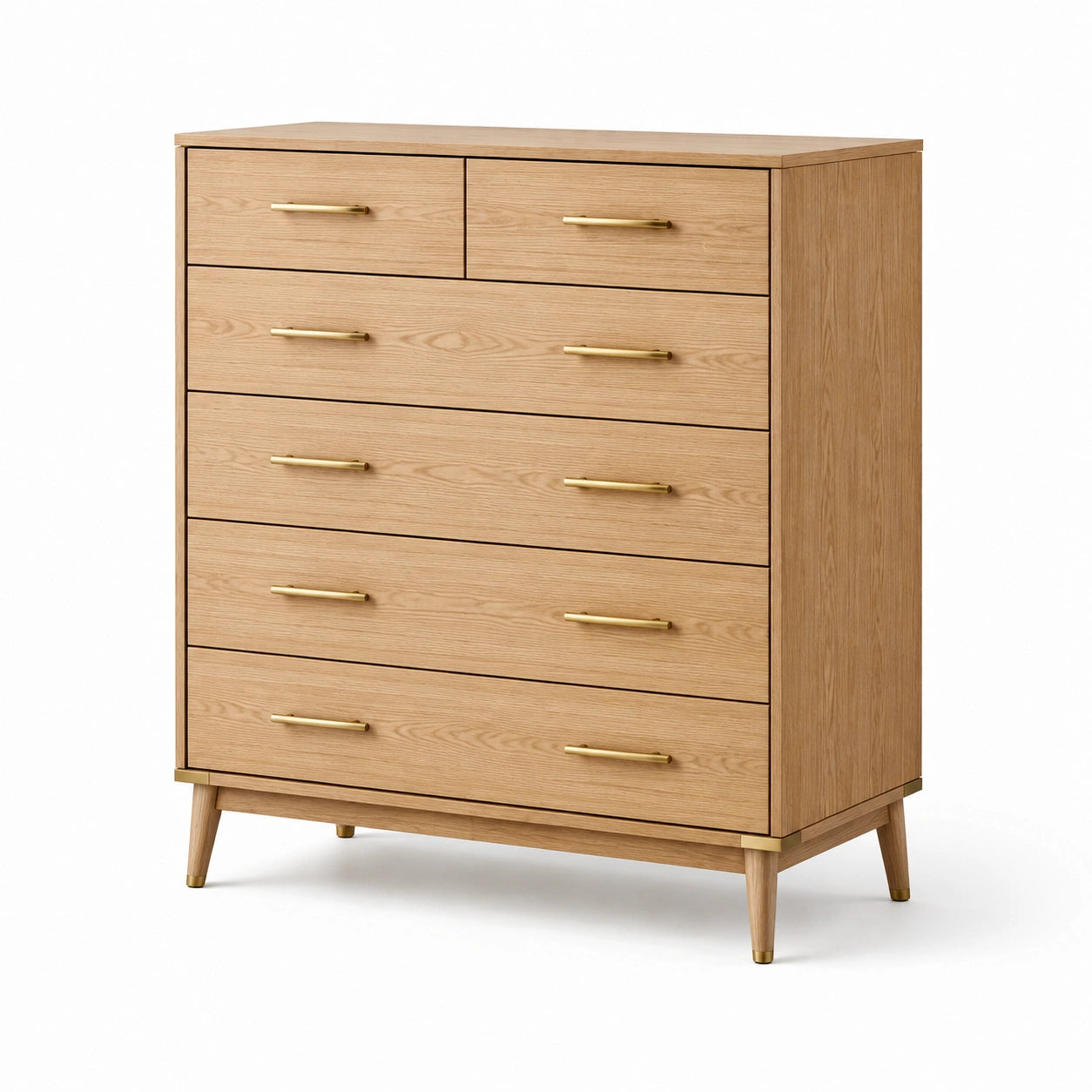 Commode en chêne avec poignées dorées