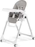 Peg Perego PEG Prima Pappa Follow Me Chaise Haute Bébé Inclinable – Pliable et Ultra-Compacte, pour Enfants de 0 à 3 Ans, 0-15 kg, 4 Roues, Gris