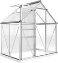 Outsunny Serre de Jardin 2 – 5 x 131 x 200 cm, 5 m2 en Aluminium Polycarbonate avec Fondation, 192, Argent