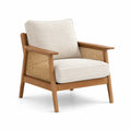 Fauteuil en bois de chêne avec coussins en lin beige