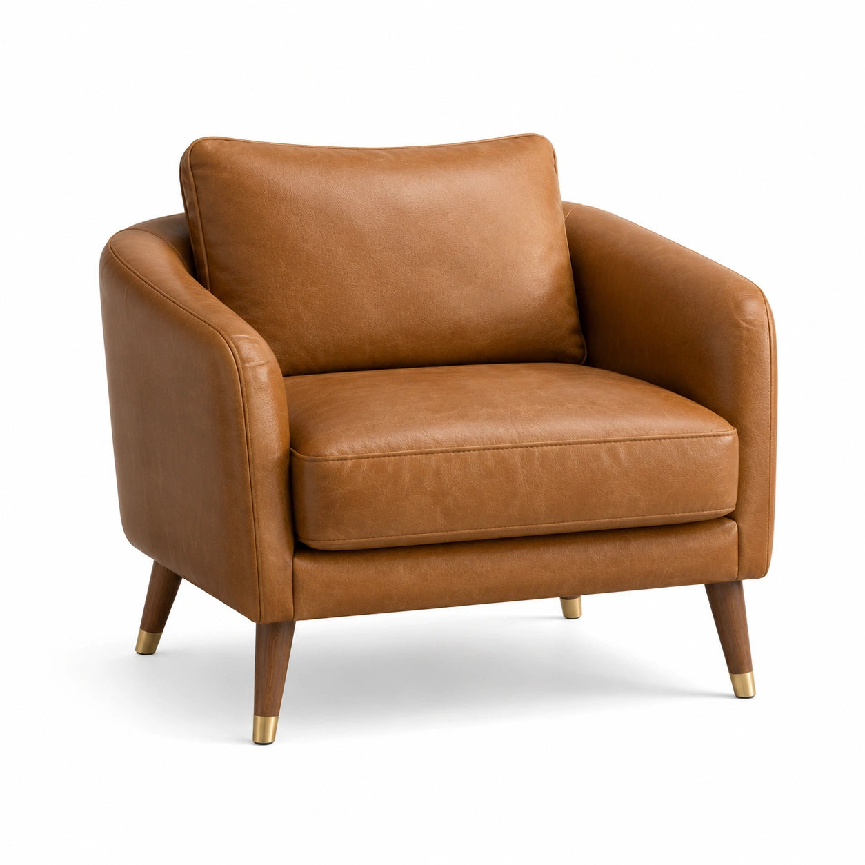 Fauteuil en cuir marron véritable 75x85x90 cm