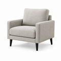 Fauteuil en tissu polyester gris et pieds en bois