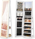 Blanc Nuage JJC008W03 – Armoire à Bijoux sur Pied – 1628, SONGMICS, Armoire avec Miroir, avec Éclairage Réglable, Verrouillable