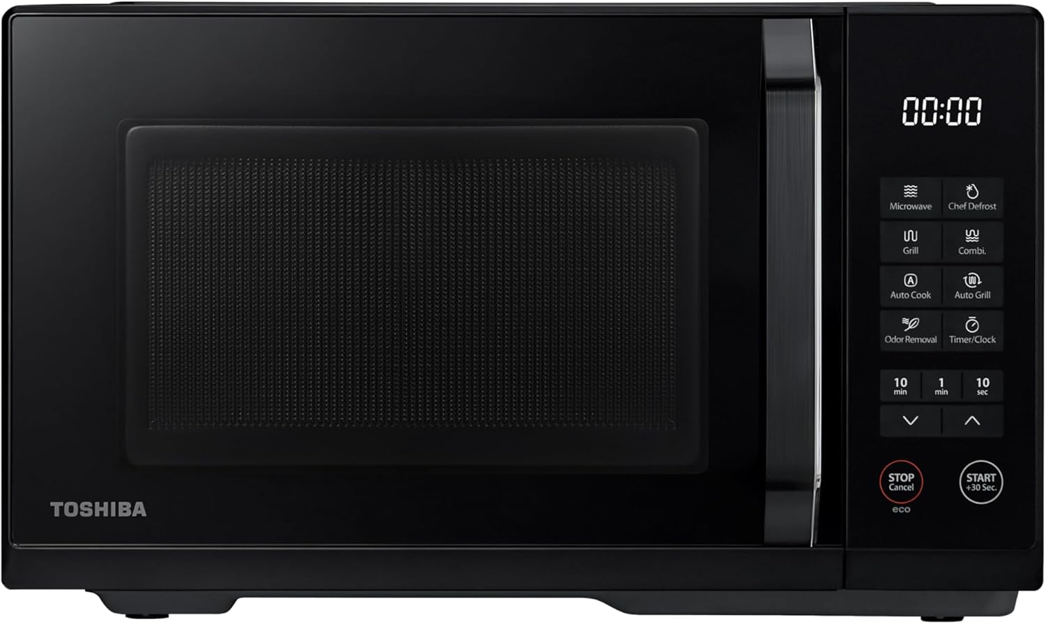 Toshiba Four micro-ondes Posable MW3-EG23PE(BK) avec grill – 23 L, 800 W, grill 1000 W, 10 niveaux de puissance, fonction Chef Defrost, noire
