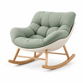 Fauteuil à bascule en bois et tissu polyester vert clair
