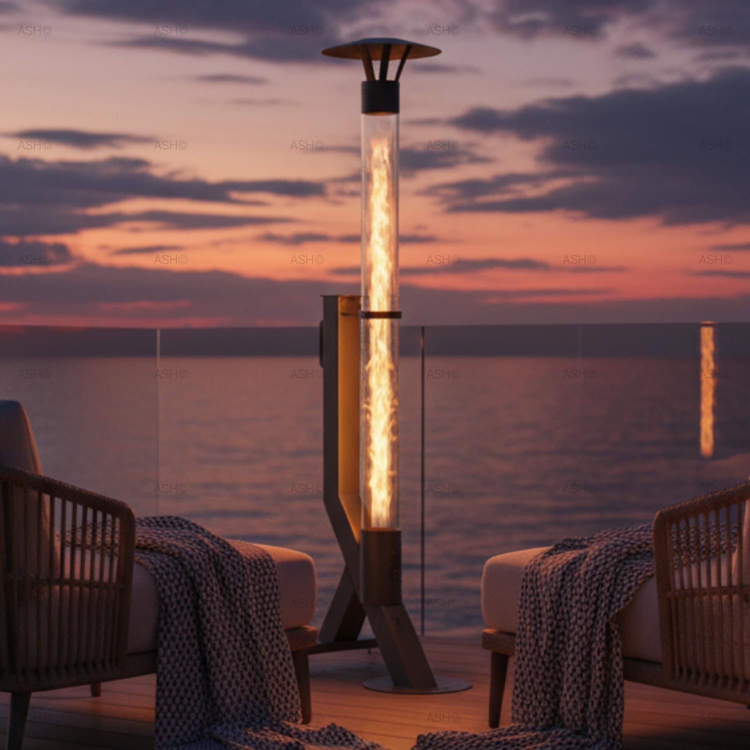 174 cm – Poêle à pellets – Appareils de chauffage extérieur, PakketPanda, noir, colonne de feu, chauffage de terrasse, durable