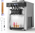 Machines à yaourts glacés et sorbetières – VEVOR, Machine à Glace Molle Commerciale, pour Glacier Camion-Restaurant, 3 Parfums, Noir/Argent
