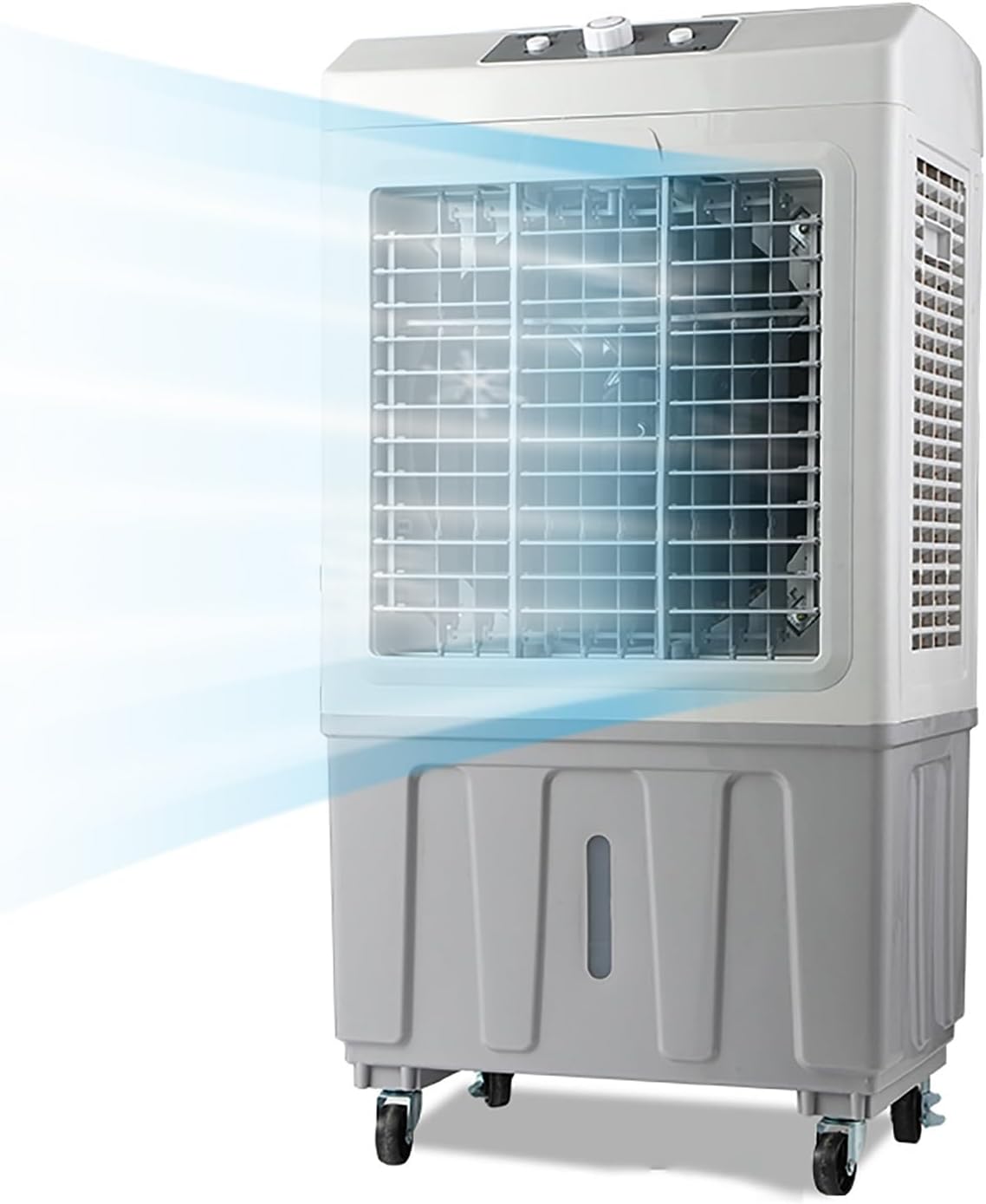 FQMYLTYN Refroidisseur D'air par Évaporation – Refroidisseur par Évaporation avec Roue, Refroidisseur D'air de Marais Industriel pour Ex, Gris