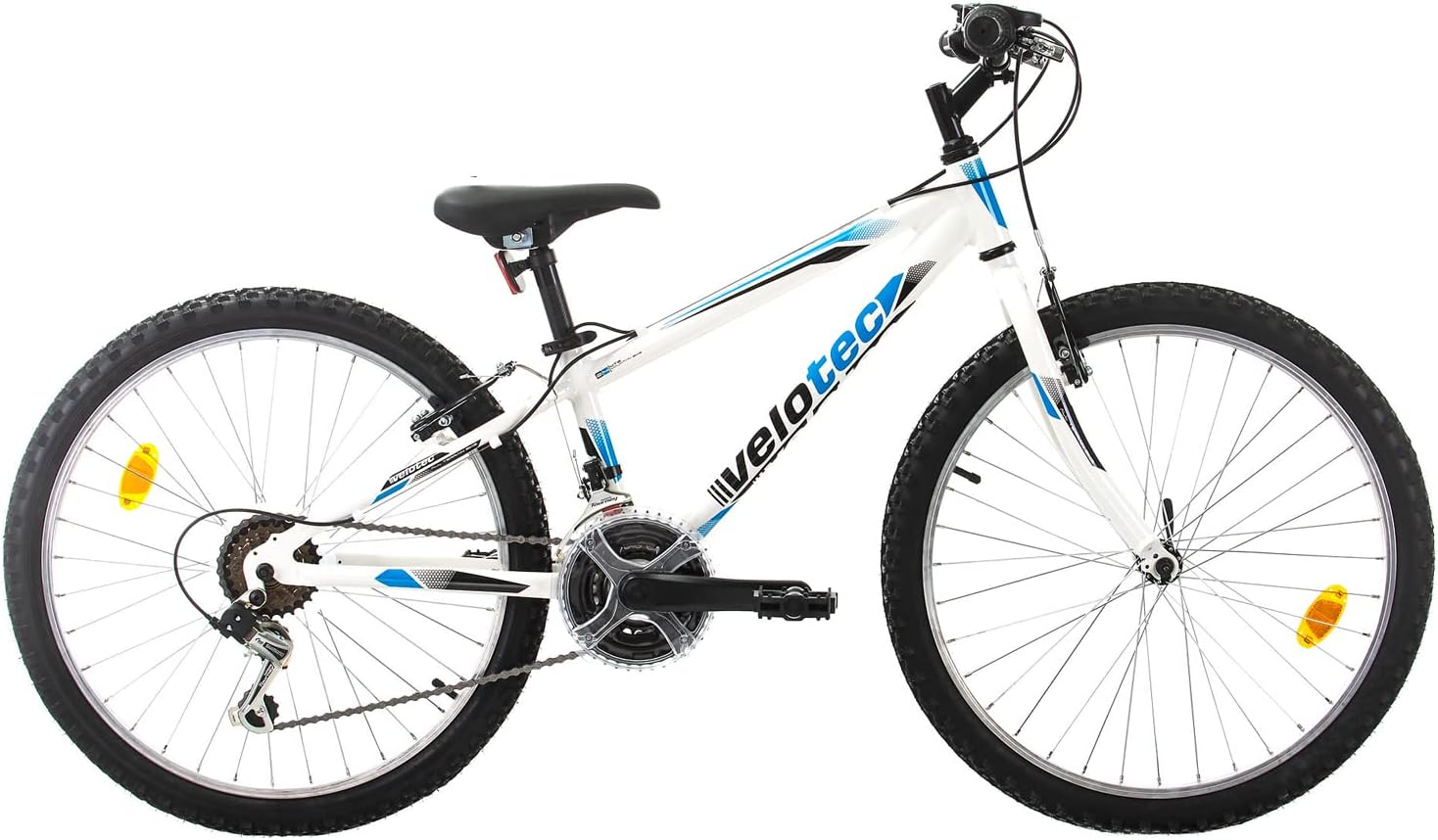 Multibrand Distribution Multibrand Velotec Tempo Vélo VTT 24 Pouces en Aluminium – Convient pour 130–155 cm, 18 Vitesses, Frein V-Brake