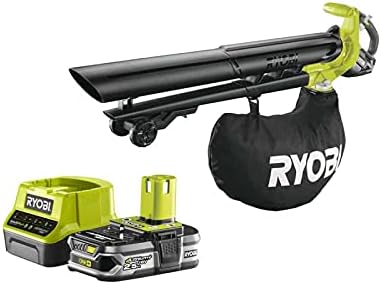 RYOBI Pack RYOBI Souffleur aspiro-broyeur 18V One+ Brushless OBV18-1 Batterie 2.5Ah - 1 Chargeur – Noir/Vert