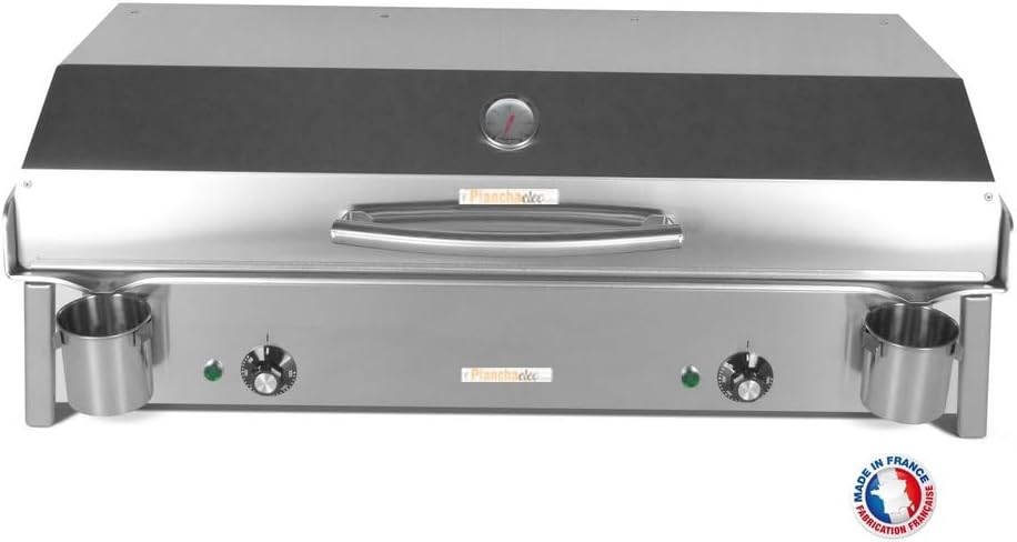 Mirichaud PLANCHAELEC - Plancha Electrique ANTHEA E870-3600W - Couvercle + 2 Ustensiles - Inox – plancha, Gris