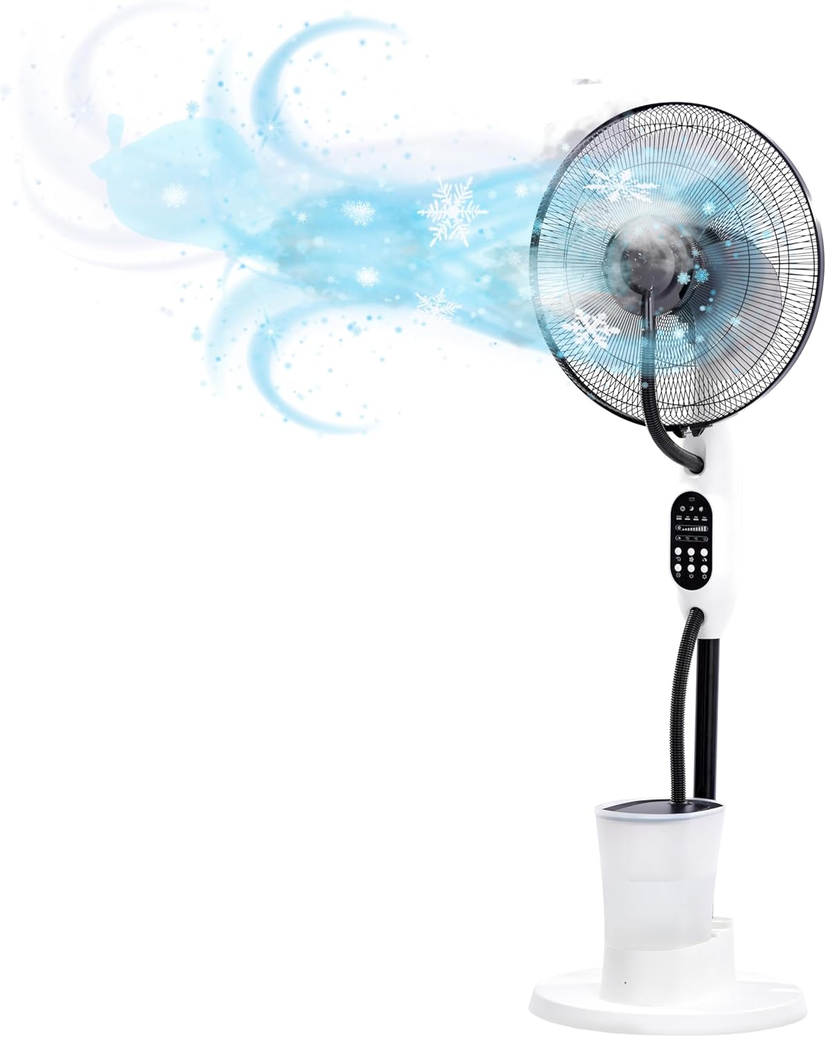 3 Vitesses – Ventilateur brumisateur sur Pied 125 cm, O'FRESH, Puissant & Silencieux, Oscillation Automatique, Intérieur, Bureau